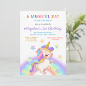 Magical Day Rainbow Stars Unicorn Birthday  招待状 (スタンド正面)