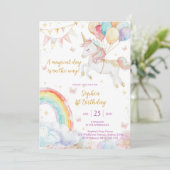 Magical Day Unicorn and Rainbows Birthday Invitati 招待状 (スタンド正面)