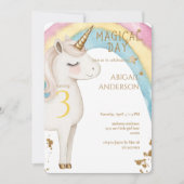 Magical Day Unicorn Girl Birthday Party 招待状 (正面)