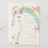 Magical Day Unicorn Rainbow Girl Birthday Party II 招待状 (正面)