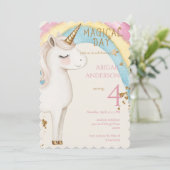 Magical Day Unicorn Rainbow Girl Birthday Party II 招待状 (スタンド正面)