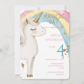Magical Day Unicorn Turquoisse Girl Birthday Party 招待状 (正面)