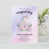Magical Day Unicorns and Flowers Birthday Party 招待状 (スタンド正面)