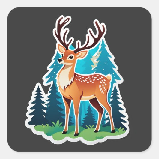 Magical Deer Woodland スクエアシール (正面)