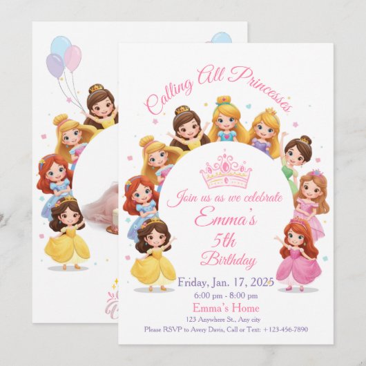 Magical Disney Princess Birthday Card for Girls シーズンカード (正面/裏面)