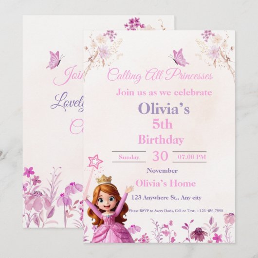 Magical Disney Princess Birthday Card for Girls シーズンカード (正面/裏面)