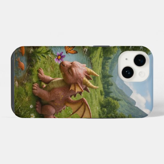 Magical Dragon Garden iPhone 14 Case – Whimsical F iPhoneケース (裏面横)