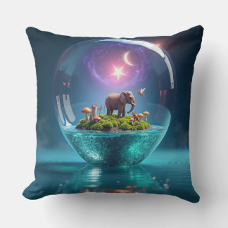 Magical Elephant in a Cosmic Glass Sphere" クッション