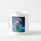 Magical Elephant in Cosmic Galaxy Glass Orb Fantas コーヒーマグカップ (正面左)