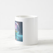 Magical Elephant in Cosmic Galaxy Glass Orb Fantas コーヒーマグカップ (中央)