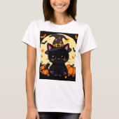 Magical Enchanting Witch Cat Halloween Tee Tシャツ (正面)