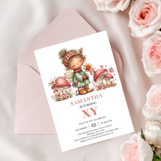Magical Fairy 4th Birthday Pastel Floral Invitatio 招待状
