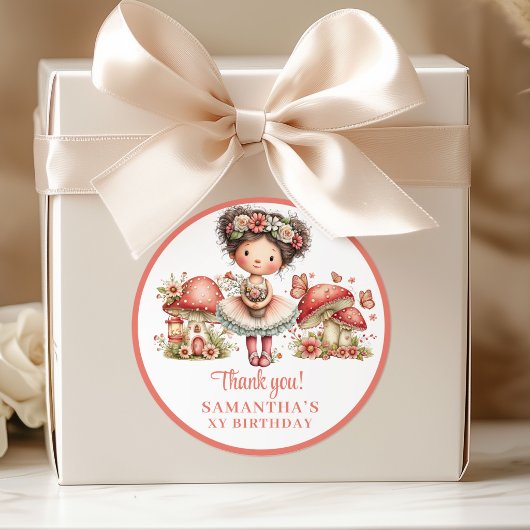Magical Fairy 4th Birthday Pastel Pink Favor Box ラウンドシール