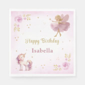 Magical Fairy And Unicorn Girls Birthday Party スタンダードランチョンナプキン (正面)