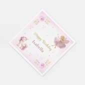 Magical Fairy And Unicorn Girls Birthday Party スタンダードランチョンナプキン (角)