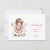Magical Fairy Blush Pink Floral 3rd Birthday Thank サンキューカード (正面)
