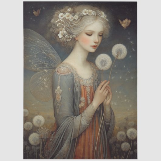 Magical Fairy & Dandelion Field Decoupage Art 薄葉紙 (正面)