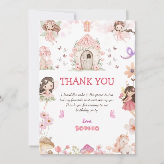 Magical Fairy First Birthday Thank You cards  サンキューカード (正面)