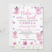 Magical Fairy Floral Garden Butterfly Birthday 招待状 (正面)