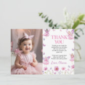 Magical Fairy Floral Garden Pastel Birthday Photo サンキューカード (スタンド正面)