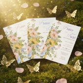 Magical Fairy Floral Garden Pixie Girls Birthday  招待状