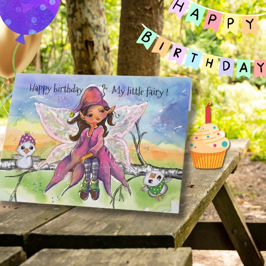 Magical Fairy for Little Girl Hand-drawn Birthday  シーズンカード