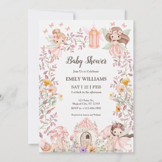 Magical Fairy Garden Baby Shower Invitatio 招待状 (正面)