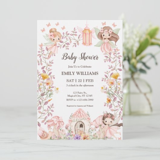 Magical Fairy Garden Baby Shower Invitatio 招待状 (スタンド正面)