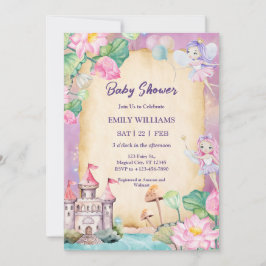 Magical Fairy Garden Princess Castle Baby Shower 招待状