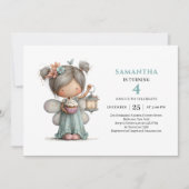 Magical Fairy Girl 1st Birthday Whimsy Cute invite 招待状 (正面)