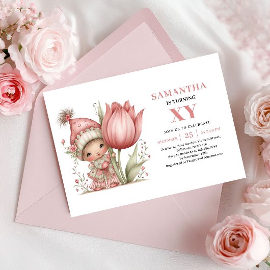 Magical Fairy Girl 3rd Birthday Blush Pink Invites 招待状