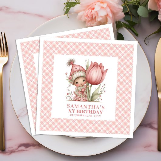 Magical Fairy Girl 3rd Birthday Blush Pink napkins