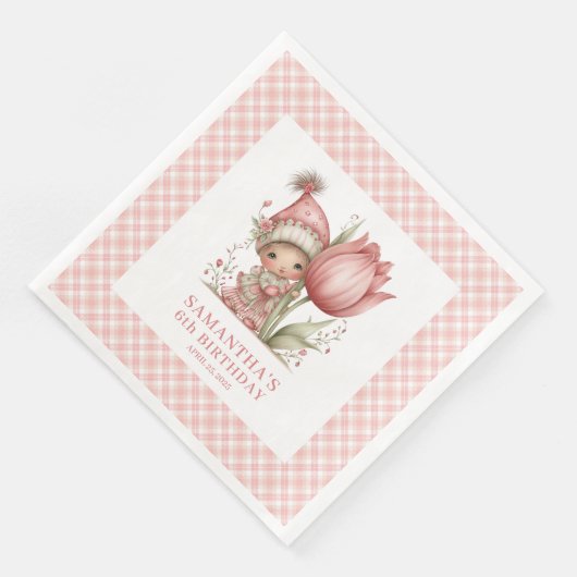 Magical Fairy Girl 3rd Birthday Blush Pink napkins (コーナー)