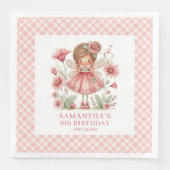 Magical Fairy Girl 3rd Birthday Pink Floral napkin (正面)