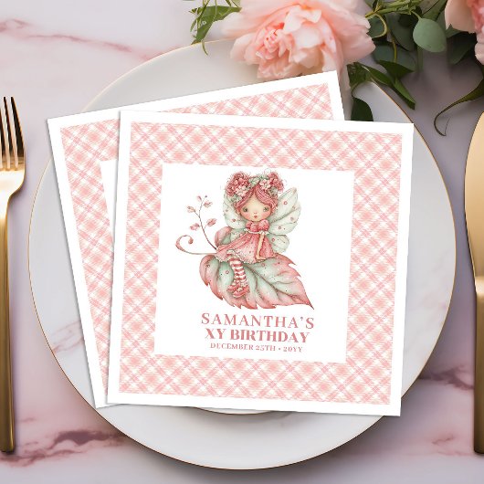 Magical Fairy Girl Birthday Floral Pink napkins