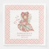 Magical Fairy Girl Birthday Floral Pink napkins (正面)