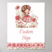 Magical Fairy Girl Blush Floral Birthday Custom   ポスター (正面)