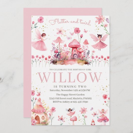 Magical Fairy Invitation for Birthday Tea Party  招待状 (正面/裏面)