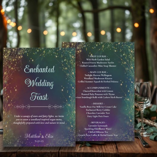 Magical Fairy Lights Woodland Outdoor Wedding メニュー