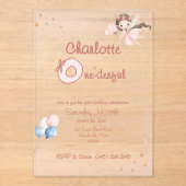 Magical Fairy One-derful Blush Girls 1st Birthday アクリル招待状 (正面)