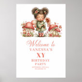 Magical Fairy Pink Floral Girl Birthday Welcome  ポスター (正面)