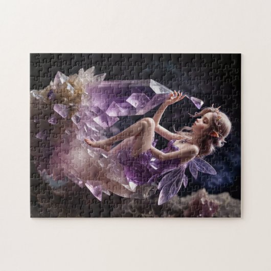 Magical Fairy Purple Amethyst Crystals  ジグソーパズル (横)