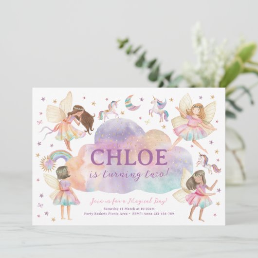 Magical Fairy Rainbow Birthday Party 招待状 (スタンド正面)