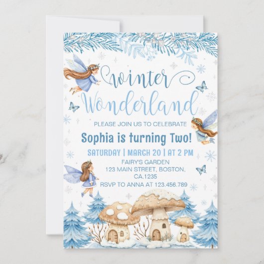 Magical Fairy Winter Wonderland Birthday 招待状 (正面)