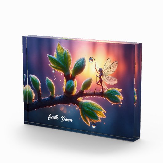 Magical fairy with dewdrop lantern on the branch フォトブロック (右)