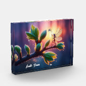 Magical fairy with dewdrop lantern on the branch フォトブロック (左)