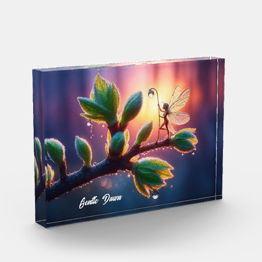 Magical fairy with dewdrop lantern on the branch フォトブロック (左)