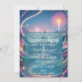 Magical Fairytale Castle Baby Girl Birthday 招待状 (正面)