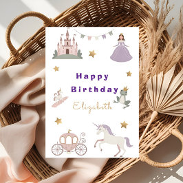Magical Fairytale Castle Baby Girl Birthday Card カード