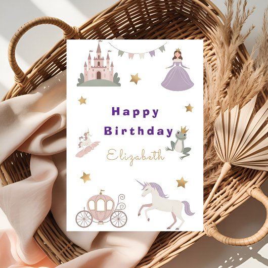 Magical Fairytale Castle Baby Girl Birthday Card カード